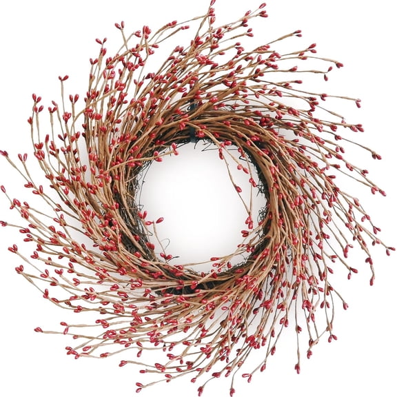 Birch Wreath with White Berries, Iced Pine Cones, Holly Leaf, Branch - 26" Winter Christmas Wreath for Front Door or Indoor Wall Window Thanksgiving Decor