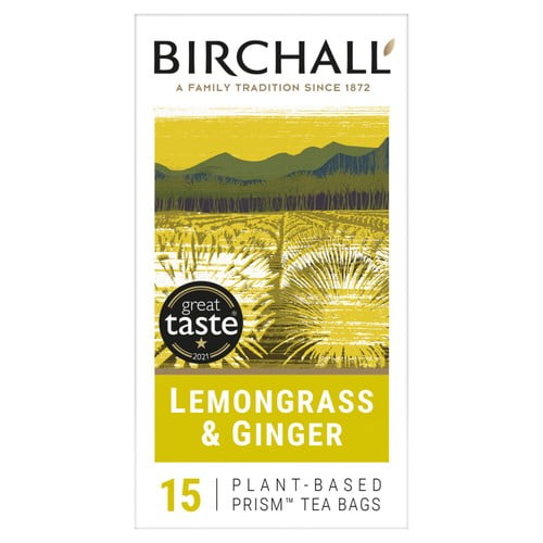 Birchall Lemongrass & Ginger - 15 Prism Tea Bags 15's, British Import (Pack of 3)