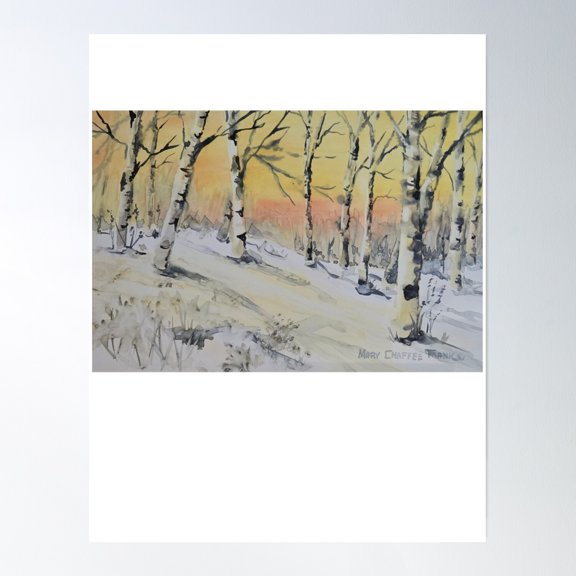 Birches In Morning Poster Wall Art, Modern Wall Decor, 16x24 UNFRAMED