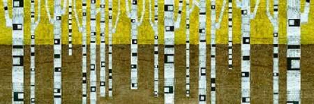 Birches in Fall Canvas Art - Michelle Calkins (12 x 36)