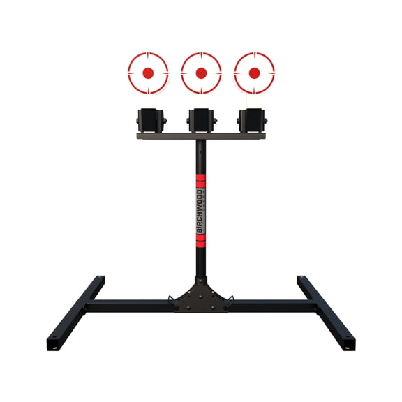 Birchwood Casey 3 Spring Loaded Self-Resetting Targets with Plate Rack, Black/Red, AR500 Steel, 0.37in Thick Standing