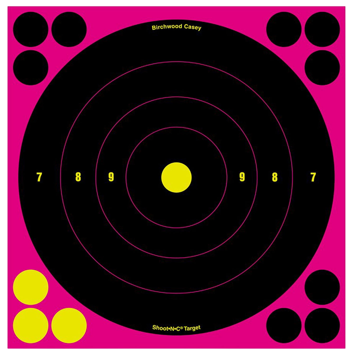 Birchwood Casey Shoot-N-C Bull's-Eye 8" Self-Adhesive Circle Target 6 Pack Black/Pink