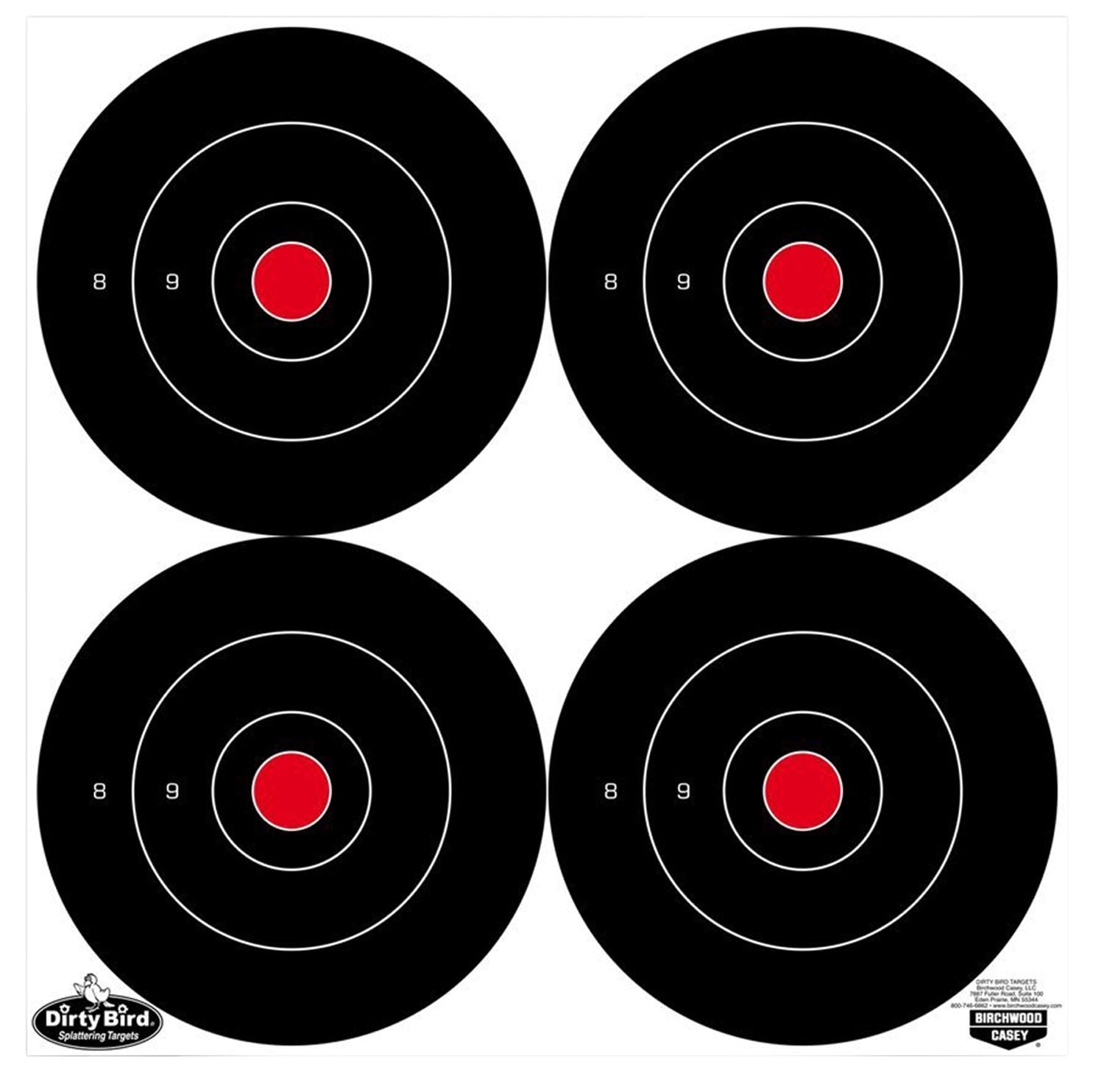 Birchwood Casey 35570 Dirty Bird Bull's-Eye 6" Target 100 Pack Black/Red/White