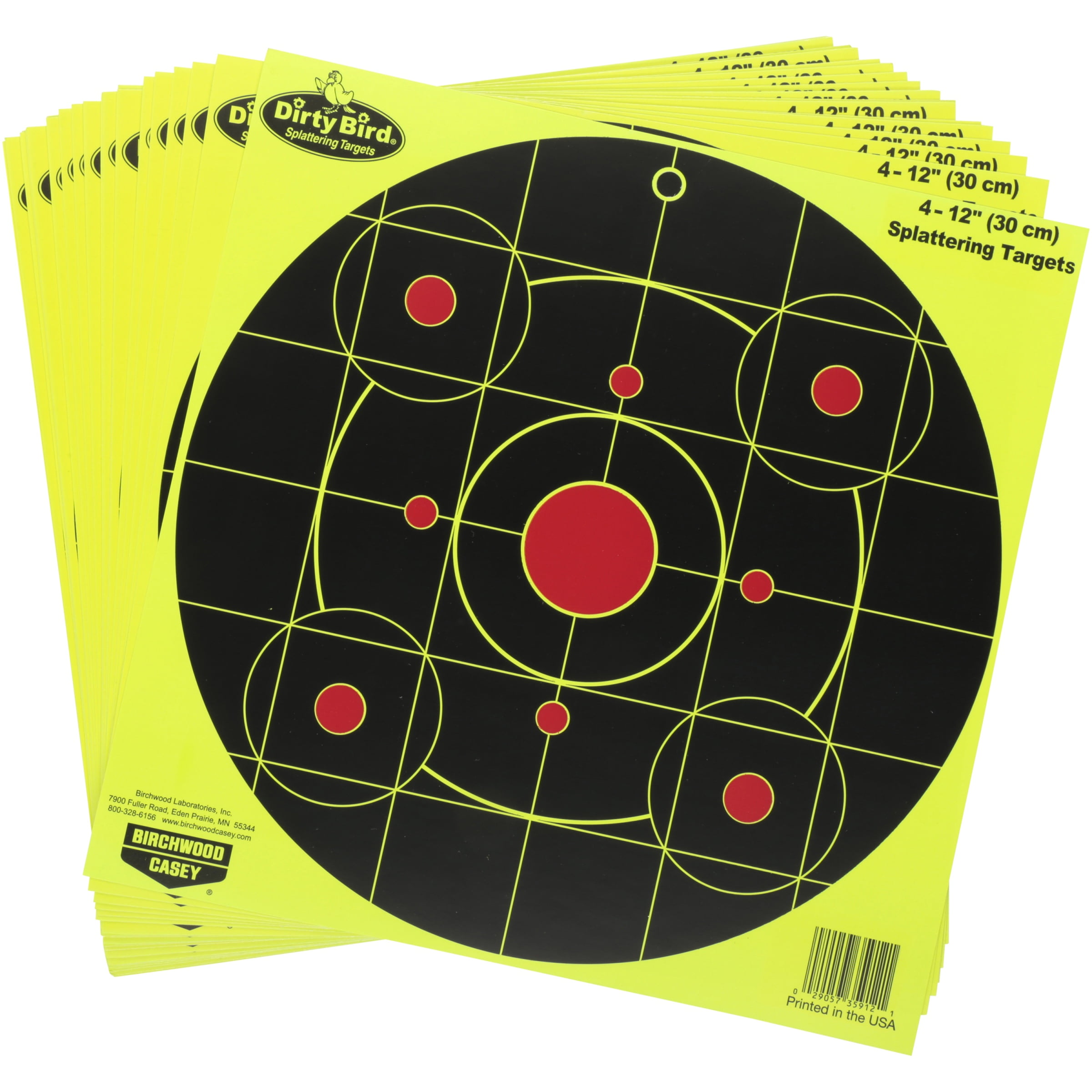 Birchwood Casey Dirty Bird Yellow 12" Bullseye Targets 25PK
