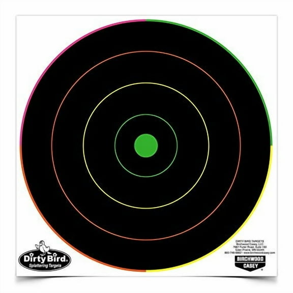 Birchwood Casey Dirty Bird Bull's-Eye Milticolor Splatter Targets Practice Shooting for Indoor and Outdoor Use, 8" - 20 TARGETS