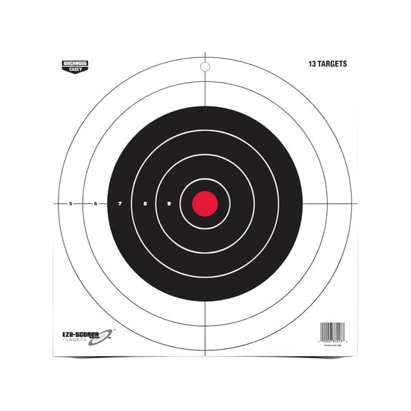 Birchwood Casey 12" Eze-Scorer Bull's-Eye Practice Shoot-Up Brilliant White Paper Targets for Indoor and Outdoor Use, 13 Targets