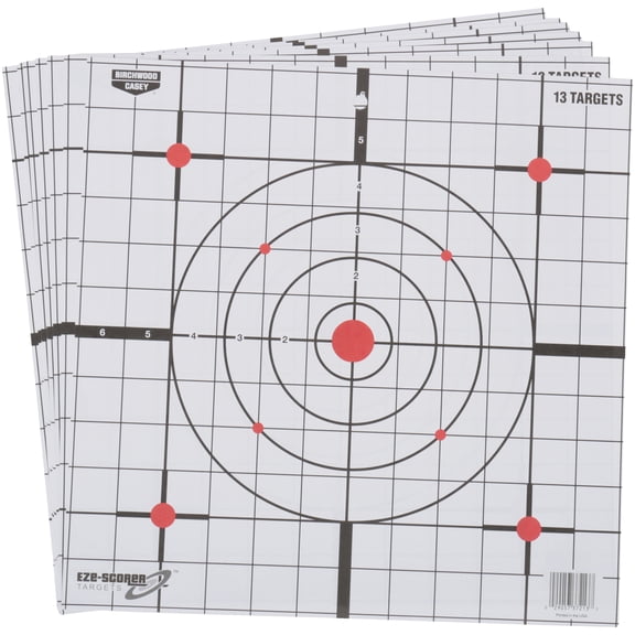 Birchwood Casey 12" Eze-Scorer Sight-in Practice Shoot-Up Brilliant White Paper Targets for Indoor and Outdoor Use