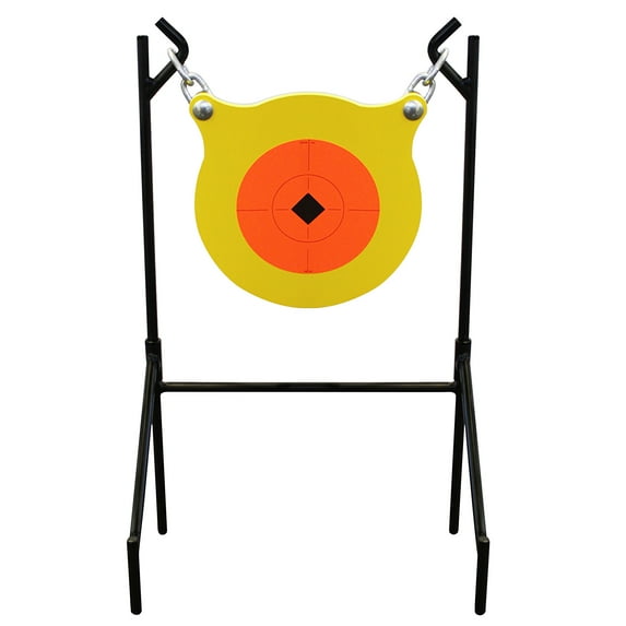 BIRCHWOOD CASEY World of Targets Boomslang AR500 Steel Durable 0.5" Thick 9.5" Diameter Shooting Gong Target with Stand & Hanging Hardware