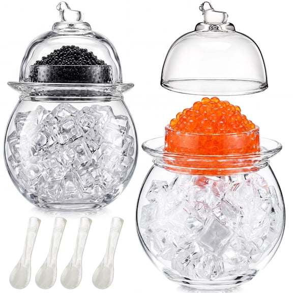 Bird 2-Piece Glass Serving Bowl Set for Caviar, Snacks and Cold Dishes