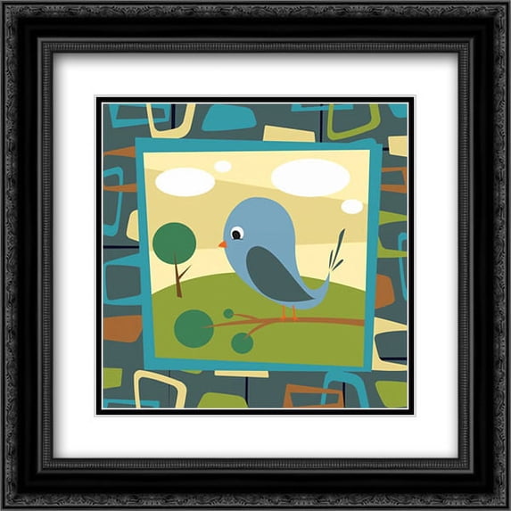 Bird 2x Matted 20x20 Black Ornate Framed Art Print by Grey, Jace