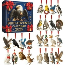 Bird Advent Calendar 2025, 24 Days Christmas Countdown, Christmas Bird Advent Calendar, Acrylic 2D Hanging Decorations for Christmas Tree, Holiday Gift for Bird Lovers & Families