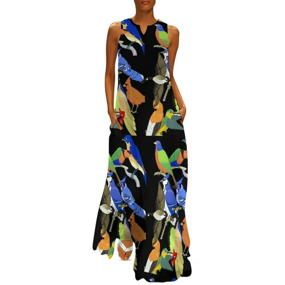 Bird And Floral Dress Pretty Birdie Modern Maxi Dress Street Style Casual Long Dresses Spring V Neck Design Clothing Large Size