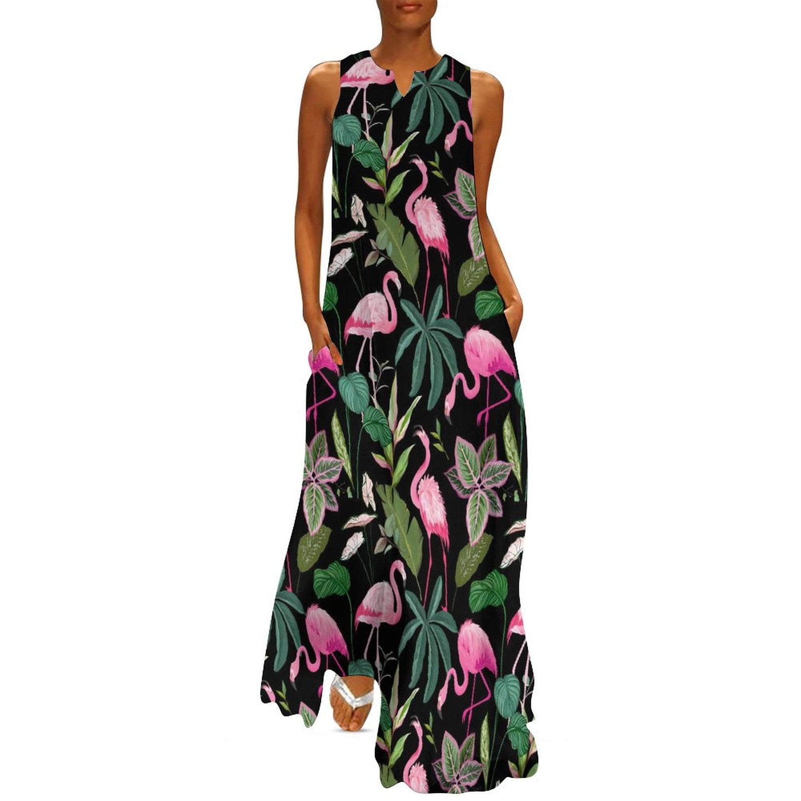 Bird And Floral Dress Pretty Birdie Modern Maxi Dress Street Style Casual Long  Dresses Spring V Neck Design Clothing Large Size - Walmart.com