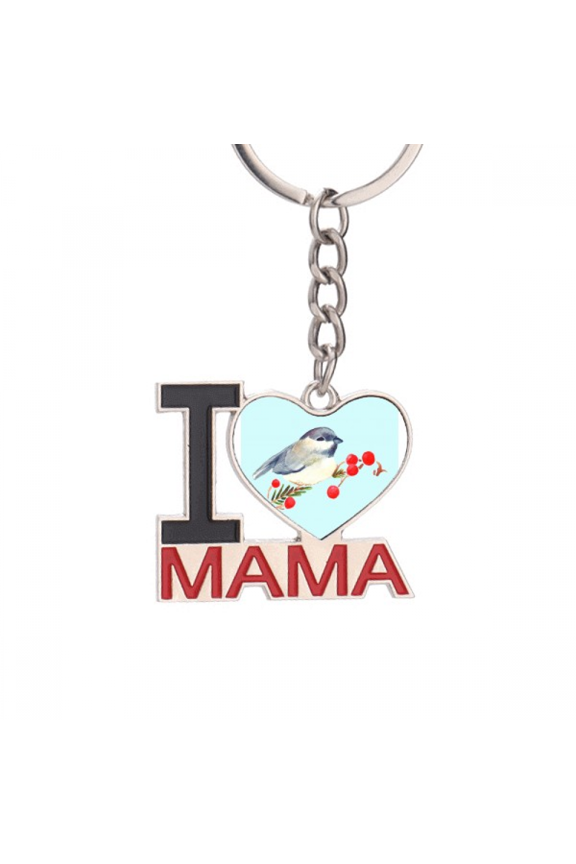 Bird Animal Magpie Grayhead Keychain Metal Keyring Holder Love MAMA Mother