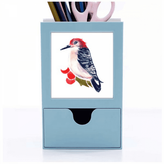Bird Animal Magpie Redhead Desk Supplies Organizer Pen Holder Card