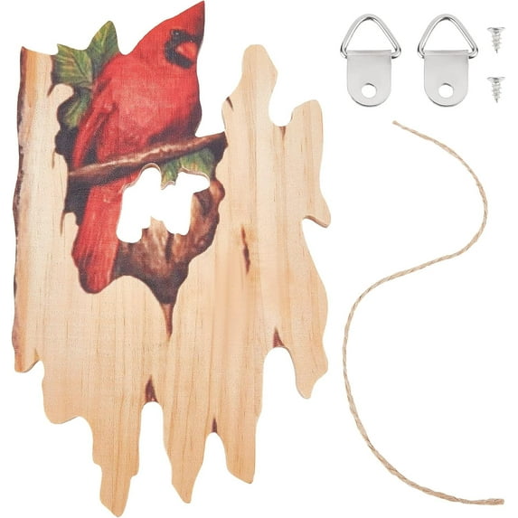 Bird Animal Wooden Carved Crafts Wall Hanging Sign Art Plaque Wood Ornament Figure Statue Rustic Farmhouse Farm Yard Home Decor Gifts for Christmas Birthday Family 7.7 x 4.6in DIY