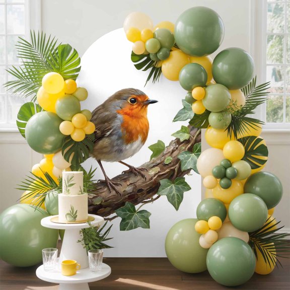 Bird Arch Backdrop Cover, 4FT, Ivy Branch Animal Nature Spandex Arch Covers Double-Sided Backdrop for Wedding Birthday Party Photo Background Decoration