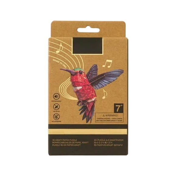 Bird Assembly Kit - Diy Cardboard Model Building Set, 3D Puzzle Craft With Hummingbird Design, For Teens And S
