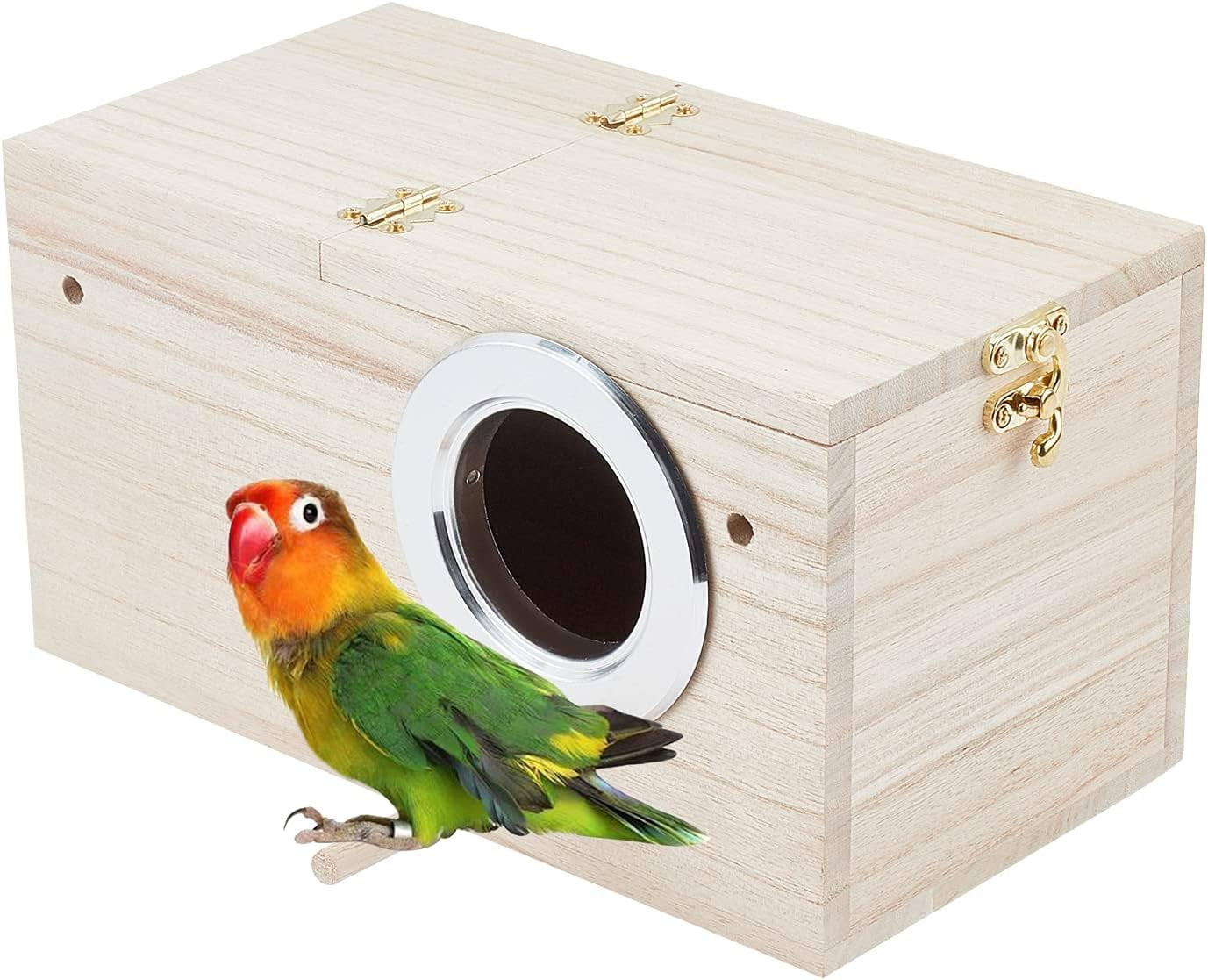 View of Bird Aviary Cage Box Pet Bird Cage Wood House White Parakeet Nesting ...