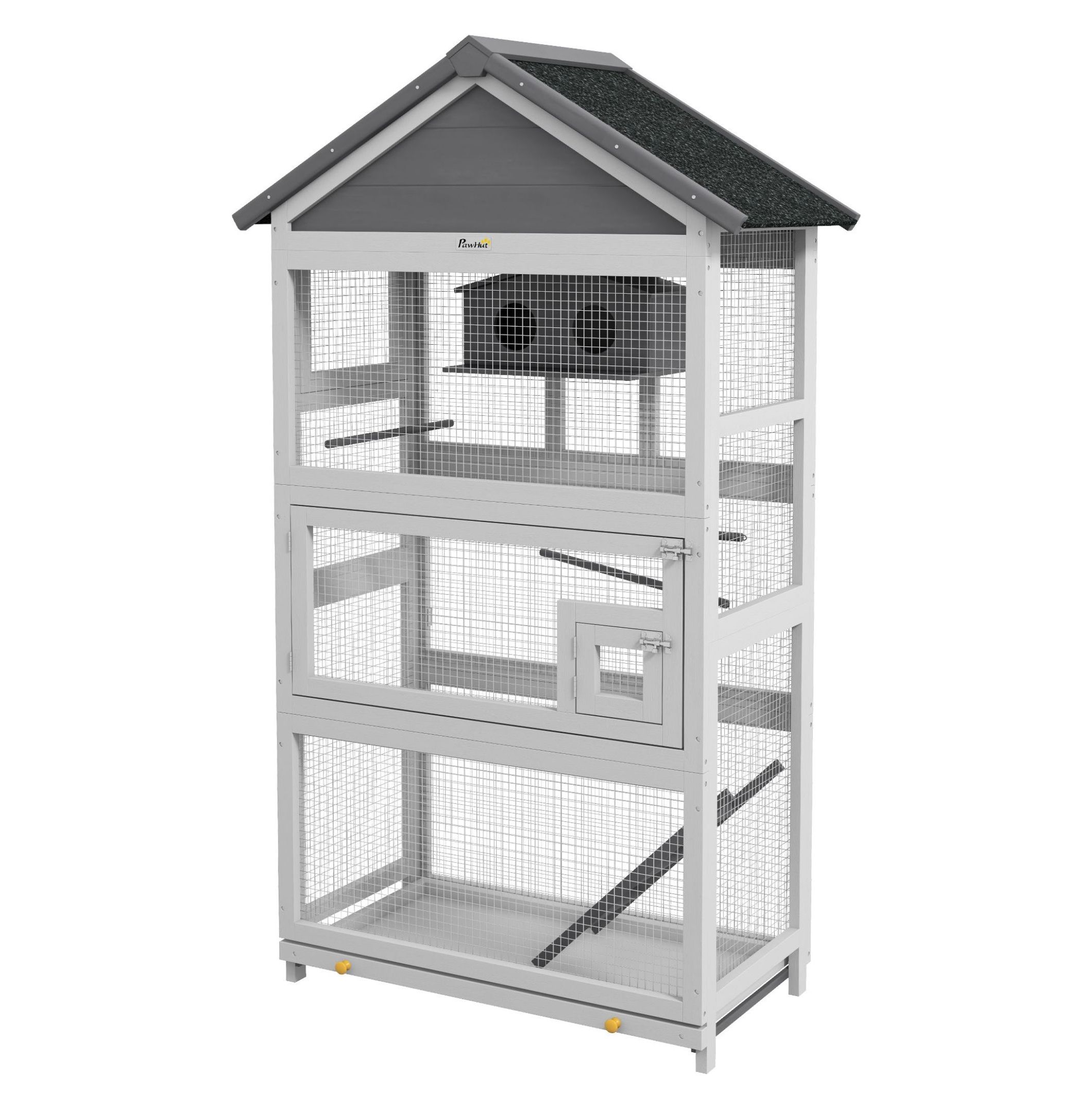 Bird Aviary Wooden Outdoor Cage for Finches Parakeets - Large Gray ...