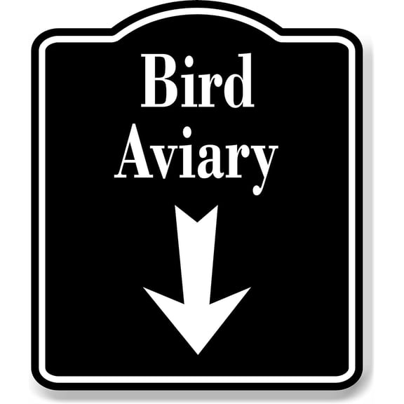 Bird Aviary Zoo Down Arrow BLACK Aluminum Composite Sign, 20"x24"