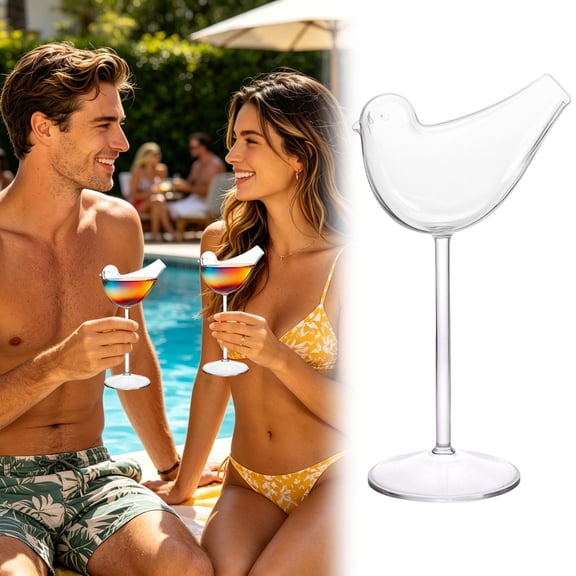 Bird Bam Glasses, Drinking Bird Shaped Glass Glass 150Ml Unique Creative Birds Glass, For Champagne, Mixed Drinks, Party, Wedding And Home Decor,White - 10X22Cm