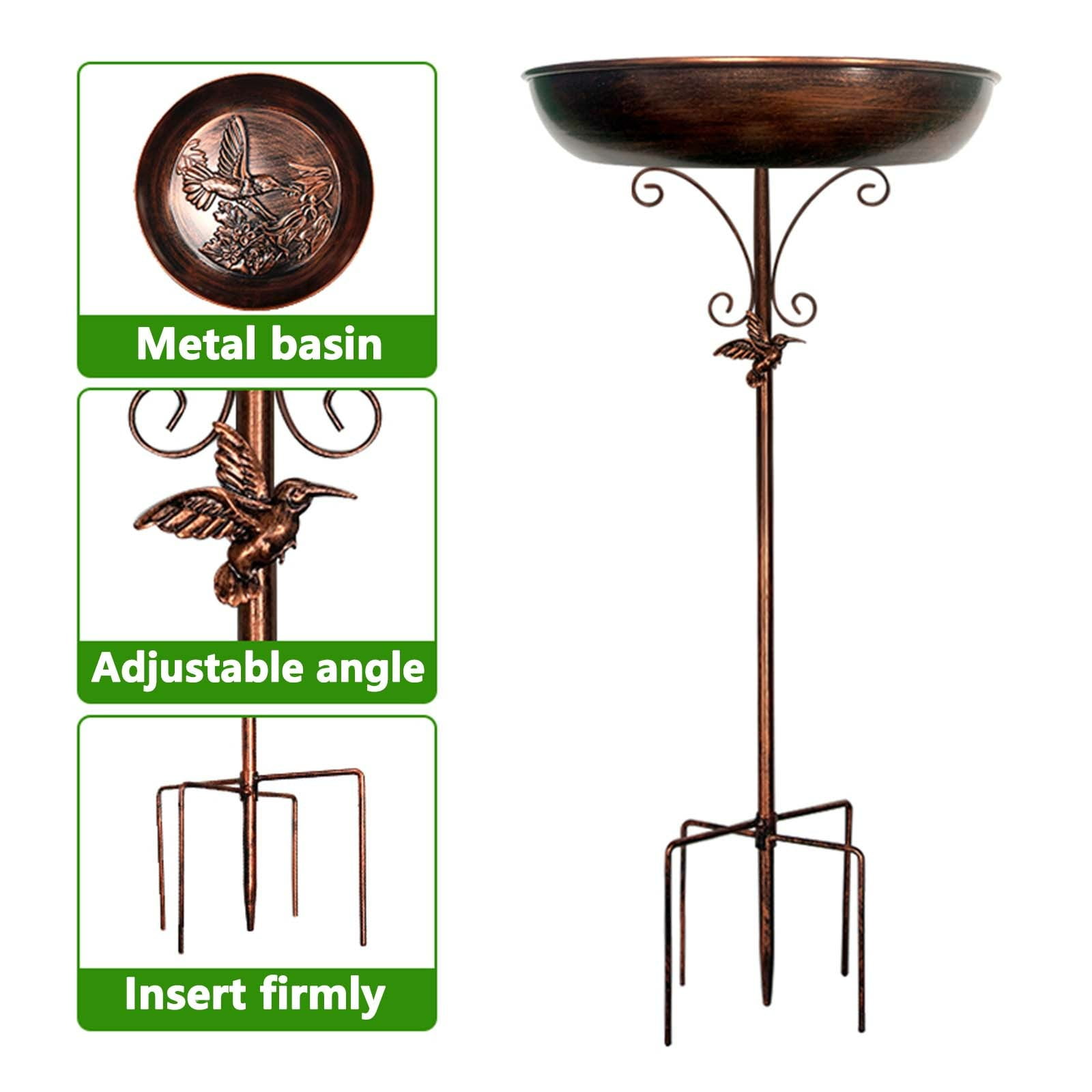 Bird Bath, 29.5in Metal Bird Bath for Outside, Vintage Freestanding Birdbaths & Birdfeeder, Bird Baths Feeder Bowl for Outdoors Garden Patio Yard Lawn Decor, Upgraded 5 Pronged Base (29.5in)
