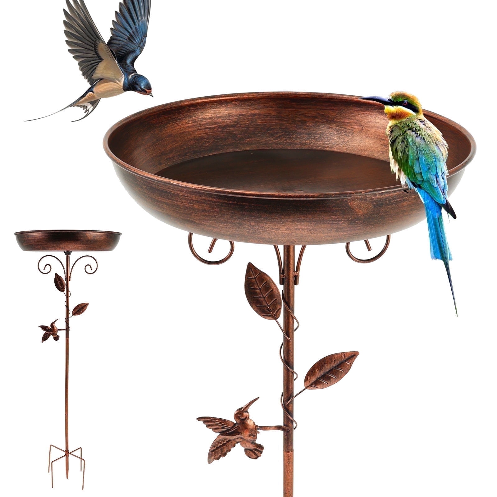 Xiyztok Bird Bath 32 Inches Sturdy Iron Outdoor Garden Birdbath