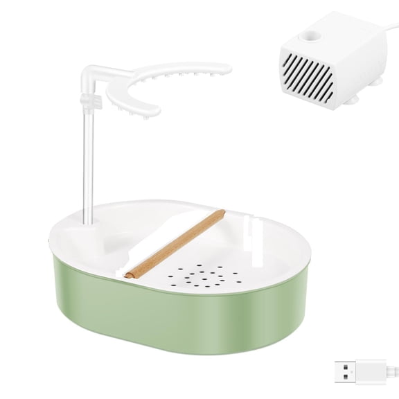 Bird Bath, Automatic Circulating Rainfall Style, 1 Pack Parrot Bath Tub with U Shaped Green Water Spray Pipe Adjustable Water Flow Pump for Pet Bird Cage Shower Bathing and Cleaning