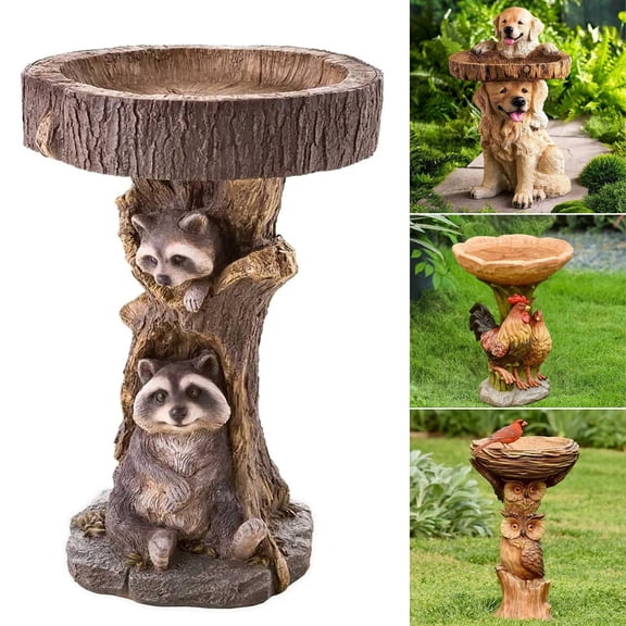 Bird Bath Bowl Outdoors Birdbaths Supports Resin Tree Stump Birdbaths Statues Fountains Bird Feeder Stand Garden Bowl Ornament Decor