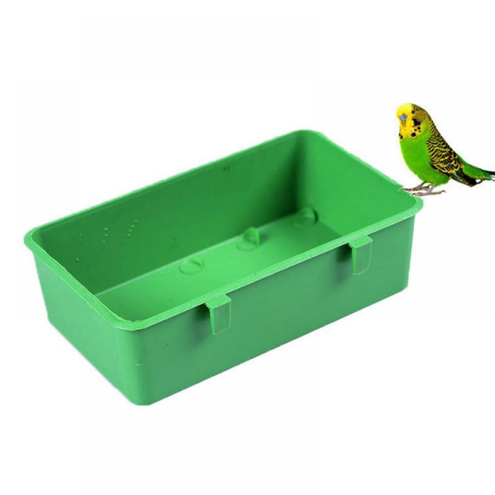 AMAZING FASHION DECORATION Bird Bath Box Parakeet Caged Bird Bathing Tub - Plastic Food Container for Small Birds Canary Budgies Parrots,Green