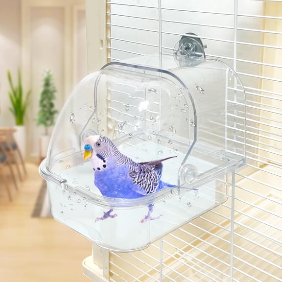 Bird Bath for Cage, Cleaning Pet Supplies Cockatiel Bird Bathtub with Hanging Hooks for Little Bird Parrots Spacious Parakeets Portable Shower for Most Birdcage Visit The Store