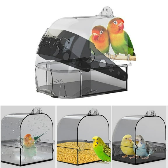 Bird Bath Cage, Cleaning Pet Supplies Cockatiel Bird Bathtub with Hanging Hooks for Little Bird Parrots Spacious Parakeets Portable Shower for Most Birdcages