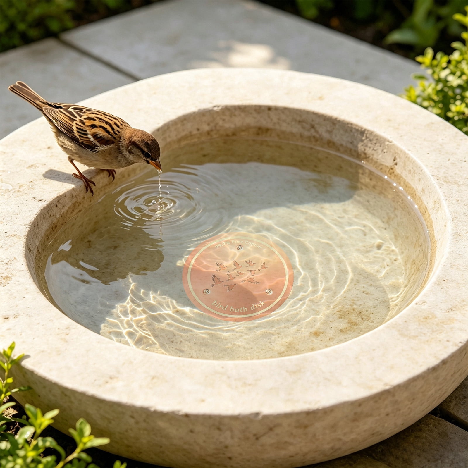 Bird Bath Cleaning Disk,3.94x3.94 Inch Metal Pond Cleaner,Cute Engraved ...