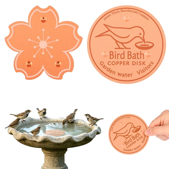 Bird Bath Copper Disk 0.03in Copper Insert Bird Bath Purification Disk with Triple Point Support Compatible with Outdoor Birdbath Bowl for Clean Water Year Round