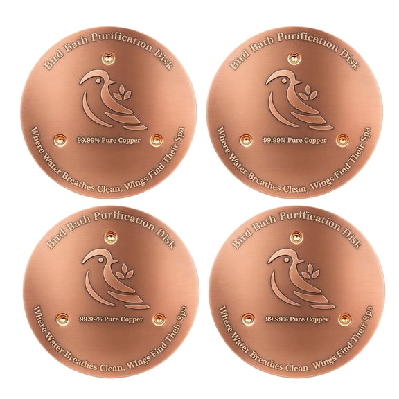 Bird Bath Copper Disk, 0.6mm Reinforced 99.99% Pure Copper Cleaning Disk with Triple-Point Support for Physical Safe Clean Water All-Season, Universal Fit for Outdoor Birdbaths, Bowl, Bird Bath Solar