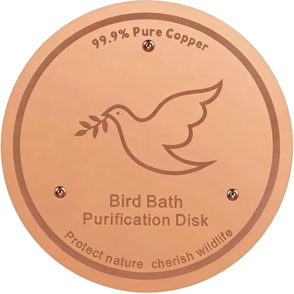 Bird Bath Copper Disk, 0.6mm Reinforced 99.99% Pure Copper Cleaning Disk with Triple-Point Support for Physical Safe Clean Water All-Season, Universal Fit for Outdoor Birdbaths, Bowl, Bird Bath Solar