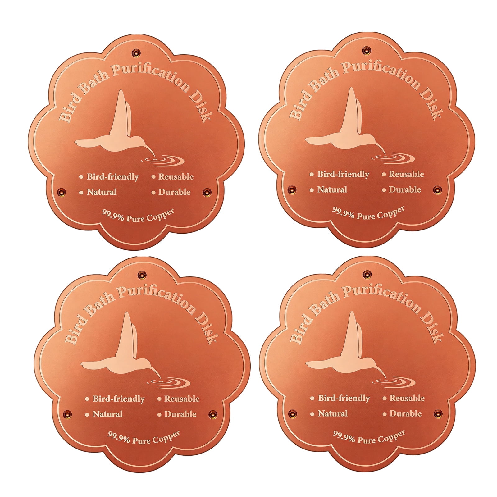 Bird Bath Copper Disk, 0.6mm Reinforced 99.99% Pure Copper Cleaning Disk with Triple-Point Support for Physical Safe Clean Water All-Season, Universal Fit for Outdoor Birdbaths, Bowl, Bird Bath Solar