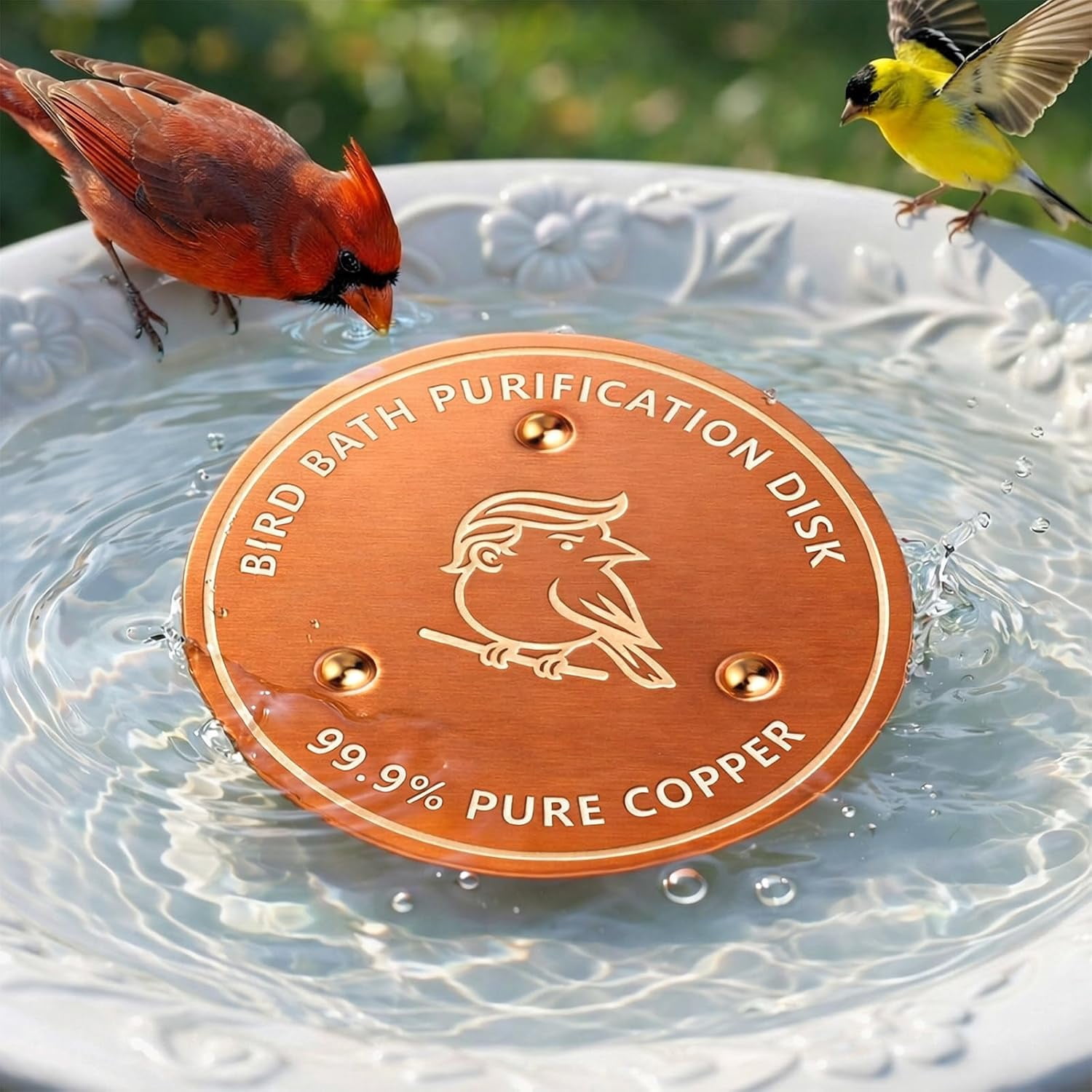 Bird Bath Copper Disk, 0.6mm Thick 99.9% Copper Disk for Outdoor Bird Baths, Bowls, Fountains, All-Season Use