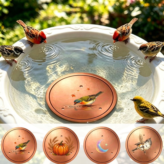 Bird Bath Copper Disk, Copper Plate for Bird Bath, Physical Safe Clean Water Purification Plate for Outdoor