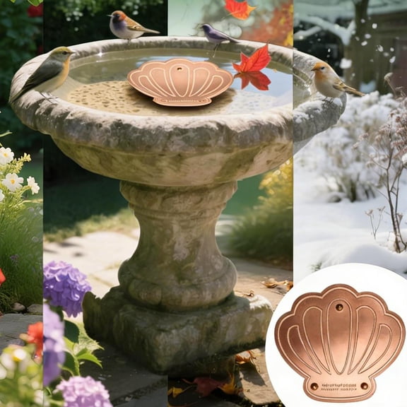 Bird Bath Copper Disk, Reinforced 99.99% Pure Copper Disc with Triple-Point Support,Bird Bath Accessories for Outside Birdbaths Bowls Physical Safe Water Cleaner for All-Season Use