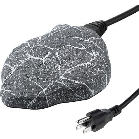 Bird Bath Deicer Heated Rock, 80W Submersible Utility Decorative De Icer, Thermostatic Controlled Winter Water Heater with Aluminum Base for Outdoor Bird, Chicken, Duck(1 Pack,Gray)