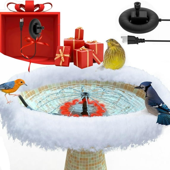 Bird Bath Heater for Outdoors with Water Pump, Deicer for Birdbaths with Thermostatically Controlled and 3.3ft Long Cord,Pond De-icer 70 Watts for Patio Yard Various Bird Baths