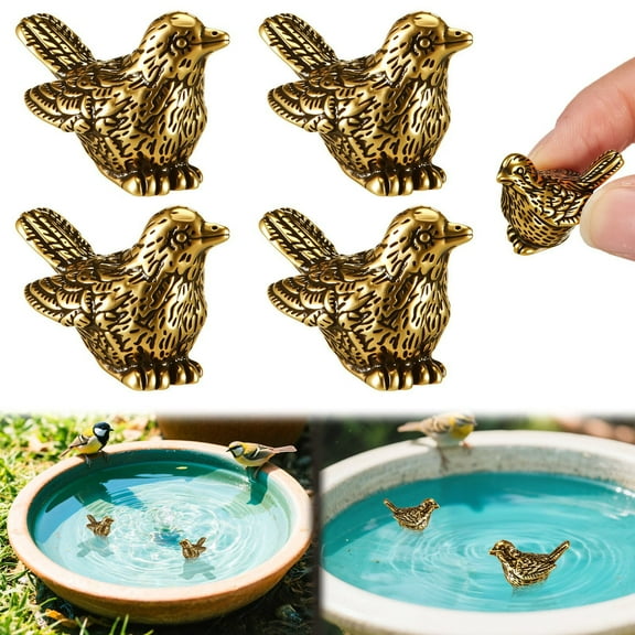 Bird Bath Ornament, Kadlawus Copper Bird Bath Disks, 4-Pack Mini Turtle and Bird Shape Ornaments for Water Purification, Natural Algae Prevention for Garden and Pond