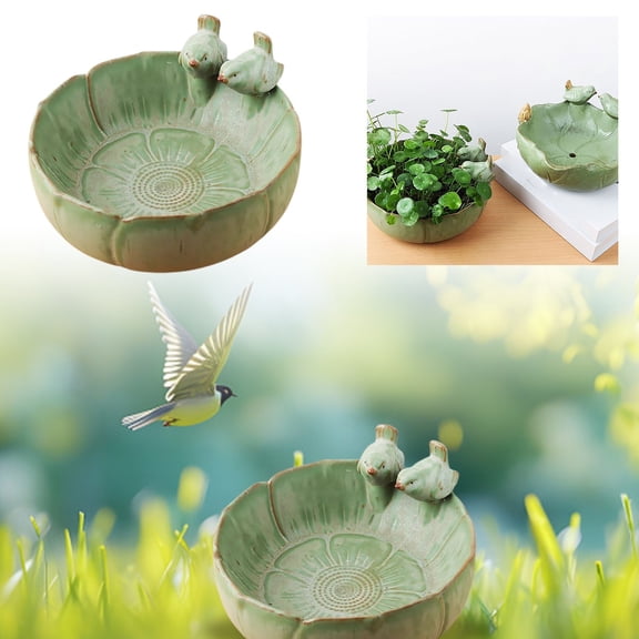 Bird Bath For Outside On Ground Ceramic Birds Bath Bowl Handmade Ground Bird Feeders And Birdbath For Outdoors For Outdoors Garden Tabletop Balcony 20.5x22.5x12cm