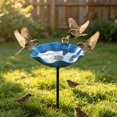 thumbnail image 1 of Bird Bath for Outside,Ground Stake Wild Bird Feeder Water Bowl,Weather‑Resistant Metal Stake Bird Bath Feeder,Weatherproof Bird Feeding Water Station Stake,Stake Bird Waterer for Backyard Patio, 1 of 4