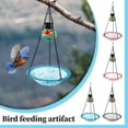 thumbnail image 1 of Bird Bath for Outside Hummingbird Feeders for Outdoors Hanging 2 in 1 Solar Hanging Birds Feeder and Bird Bath Blow Glass Wild Birds Feeder Bath Bowl for Backyard Garden Patio (Gray), 1 of 6