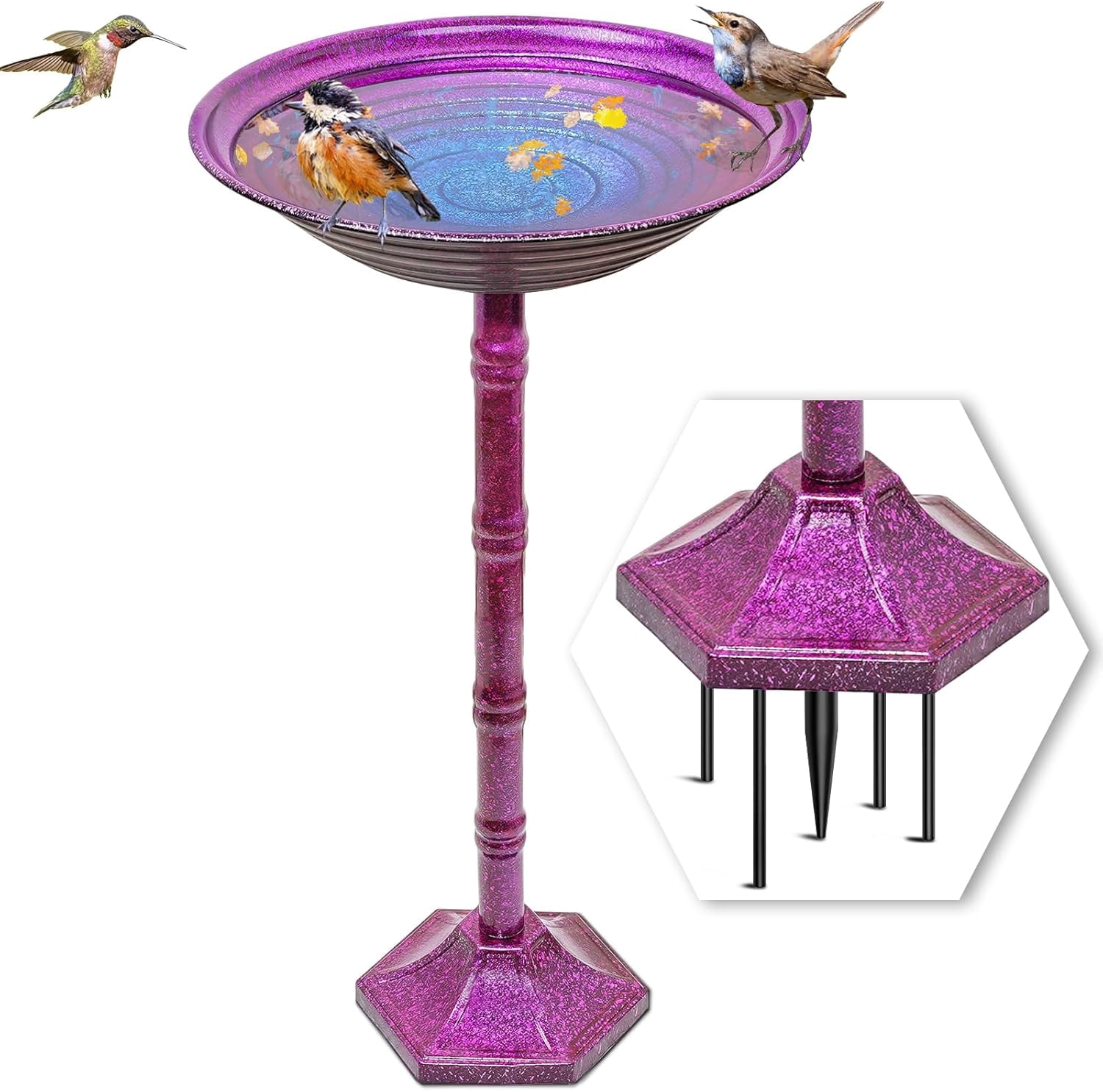 Bird Bath for Outside with Pedestal, Vintage Freestanding Garden  Birdbaths & Birdfeeder, Birdbaths Bowl Bird Baths for Outdoors Yard Garden Lawn Decor, Upgrade Dual-use Base
