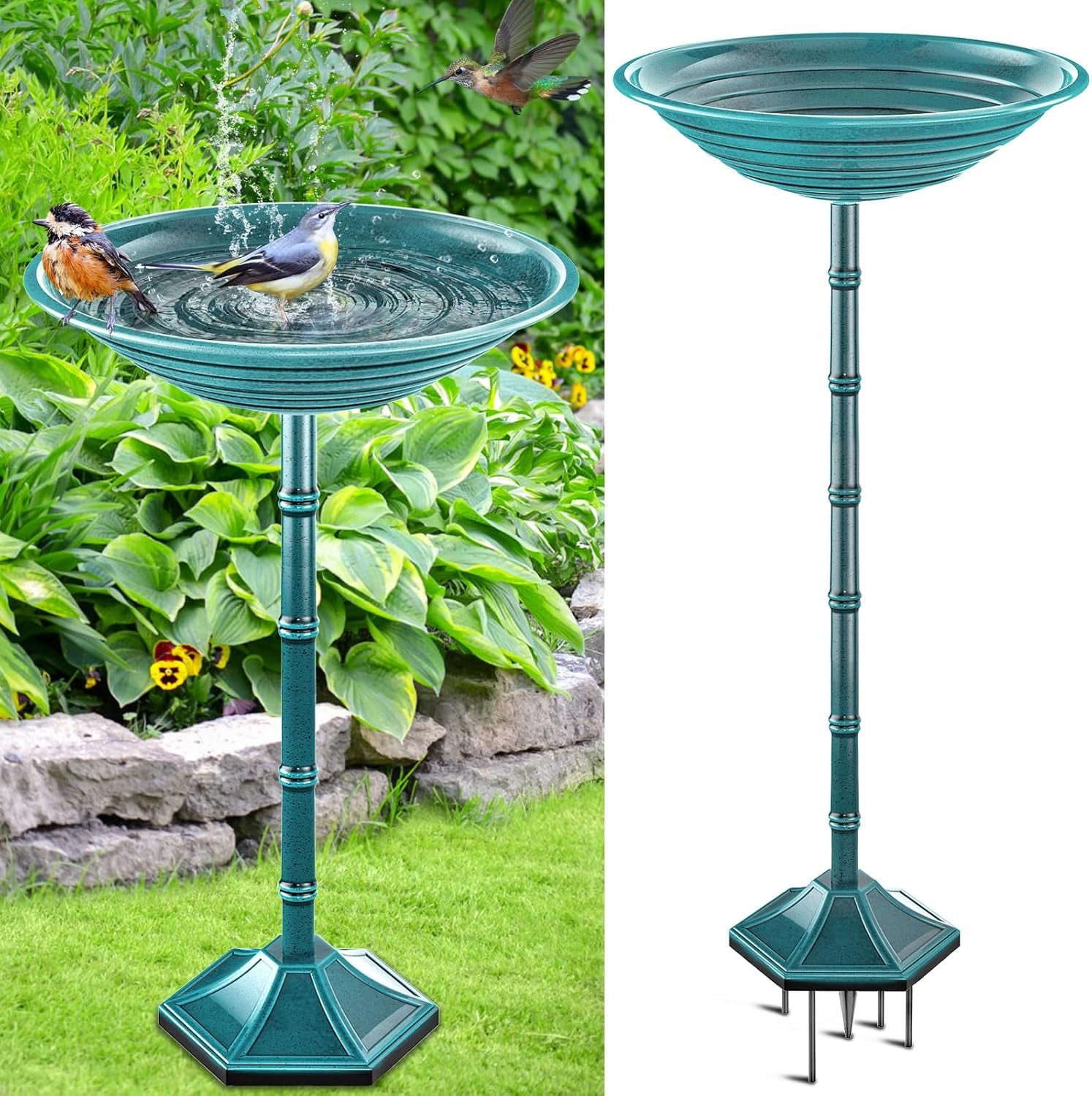 Bird Bath for Outside with Pedestal, Vintage Freestanding Garden  Birdbaths & Birdfeeder, Birdbaths Bowl Bird Baths for Outdoors Yard Garden Lawn Decor, Upgrade Dual-use Base