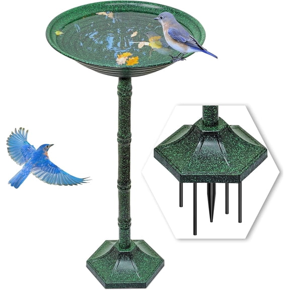 Bird Bath for Outside with Pedestal, Vintage Freestanding Garden  Birdbaths & Birdfeeder, Birdbaths Bowl Bird Baths for Outdoors Yard Garden Lawn Decor, Upgrade Dual-use Base